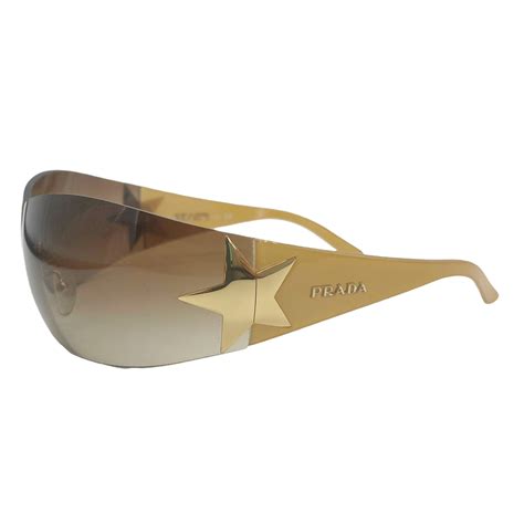 prada gold star shield sunglasses|Prada shield sunglasses women.